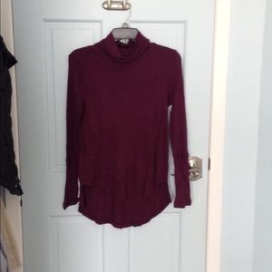 Wine colored waffle turtleneck